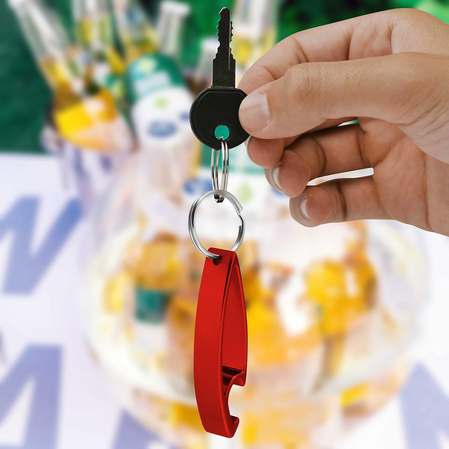 2 in 1 Compact Metal Bottle Opener with Keyring (1 Pc) 2 in 1 Compact Metal Bottle Opener with Keyring (1 Pc)
